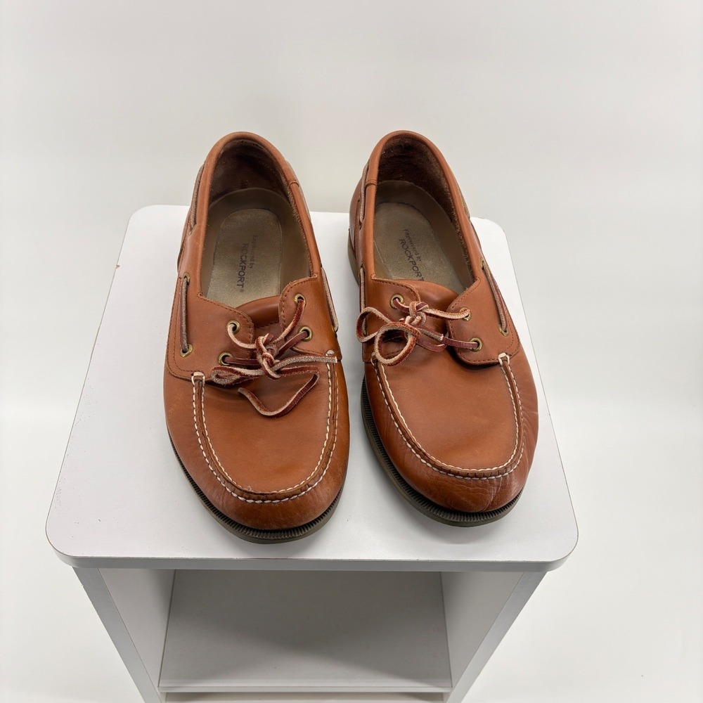 Rockport Perth Mens Tan Leather Boat Shoes K55031 Size 13 XW Extra Wide Loafers